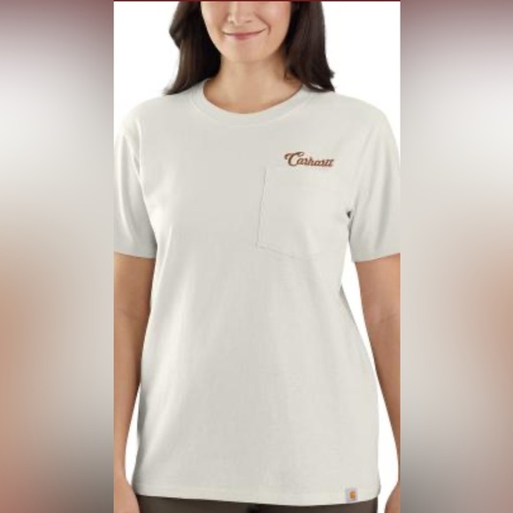 CARHARDTT LOOSE FIT CASUAL COASTAL COWGIRL SHORT SLEEVE SCRIPT LOGO T-SHIRT SZ M - Picture 1 of 11